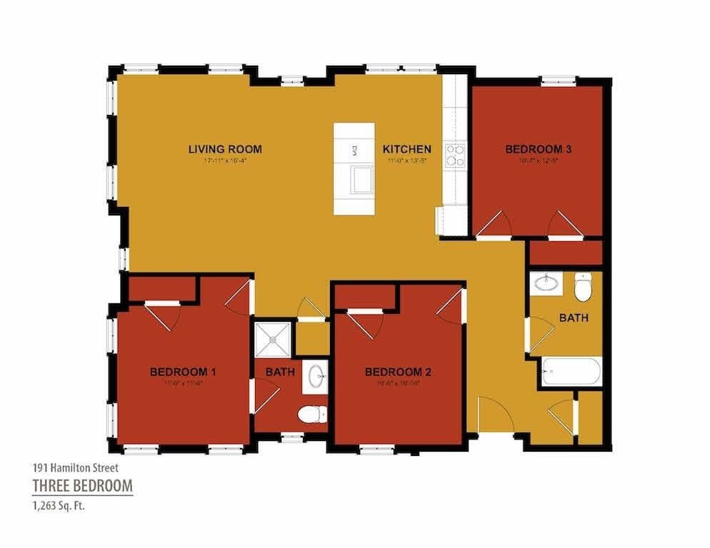 Three Bedroom floor plan