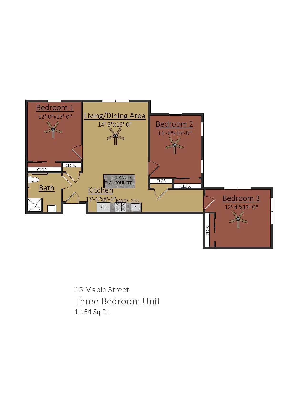 Three Bedroom floor plan