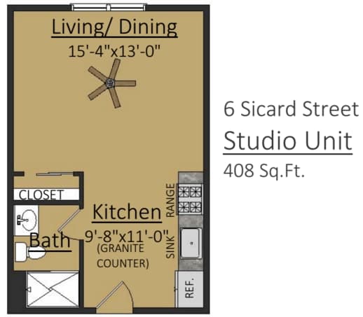 Standard Studio floor plan