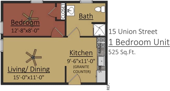 Junior One Bedroom floor plan