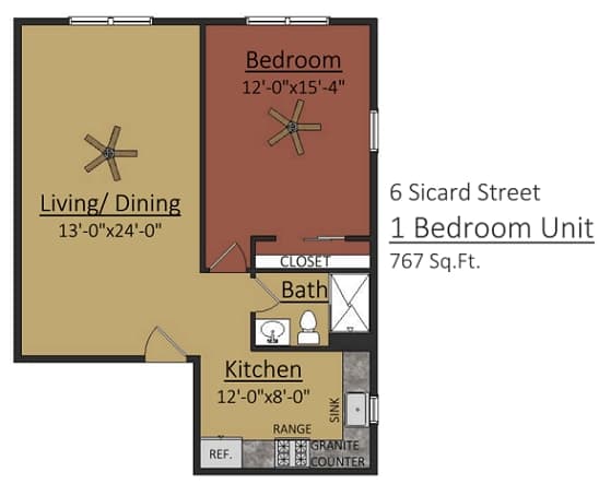 Premium One Bedroom floor plan