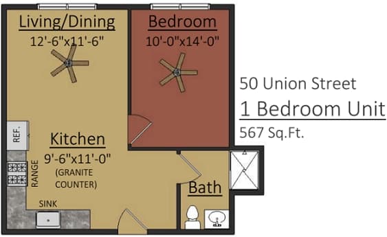 One Bedroom floor plan